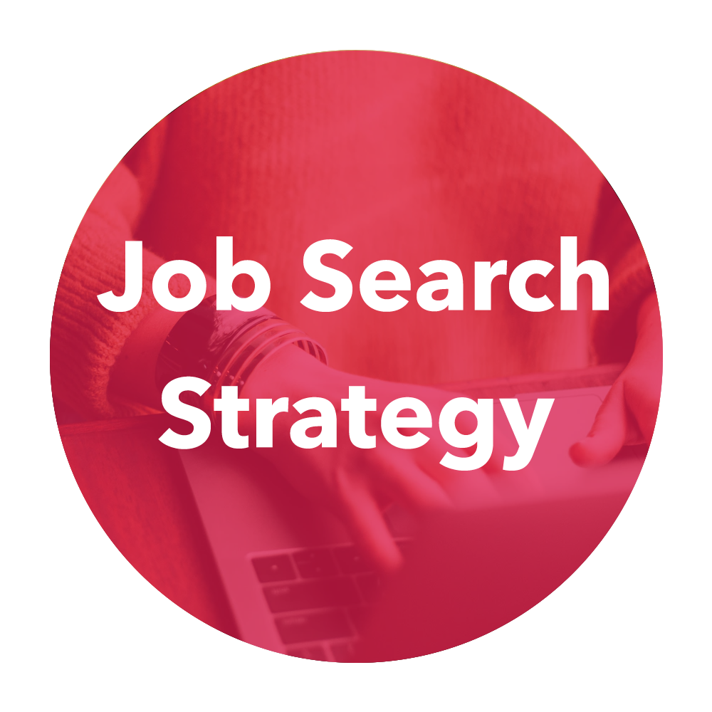 A round logo with the words "Job Search Strategy".