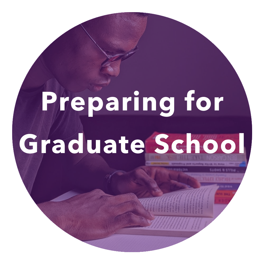 A round logo with the words "Preparing for Graduate School".